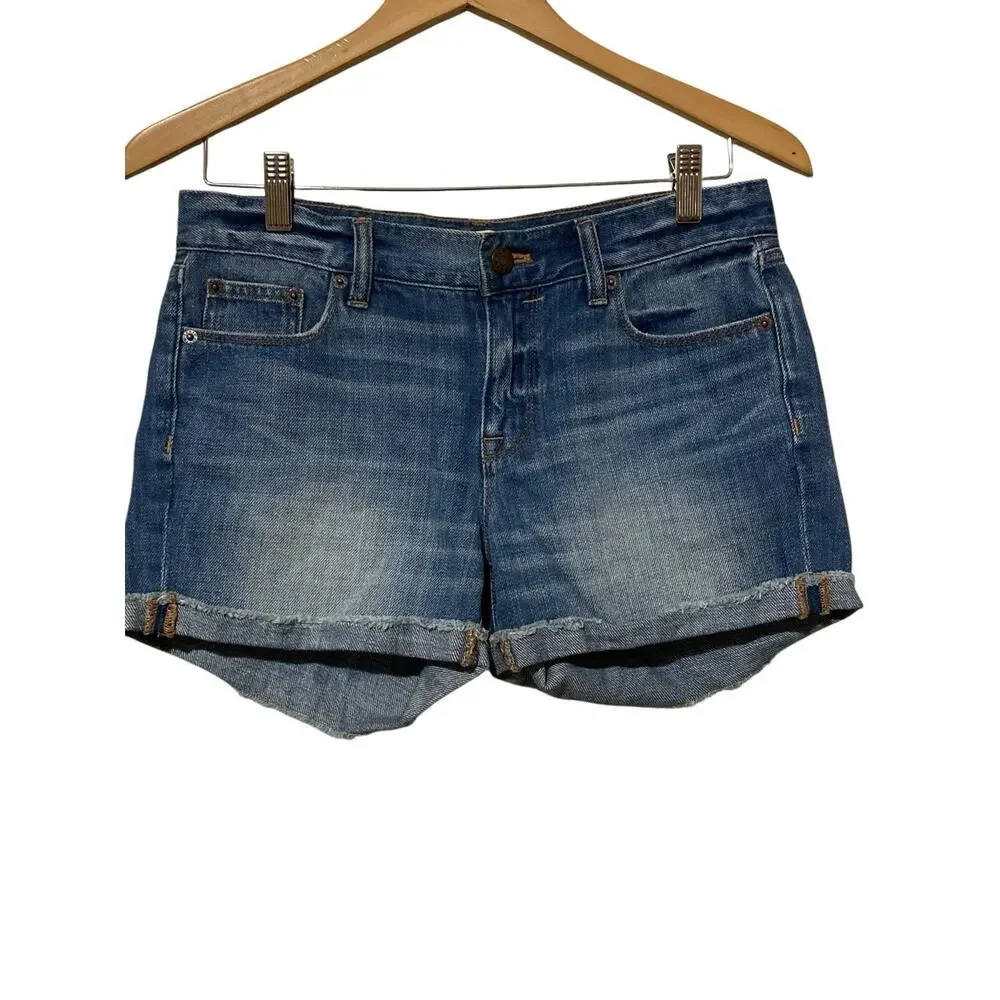 J Crew Womens Denim Jean Shorts Size‎ 25 Cuffed stretch